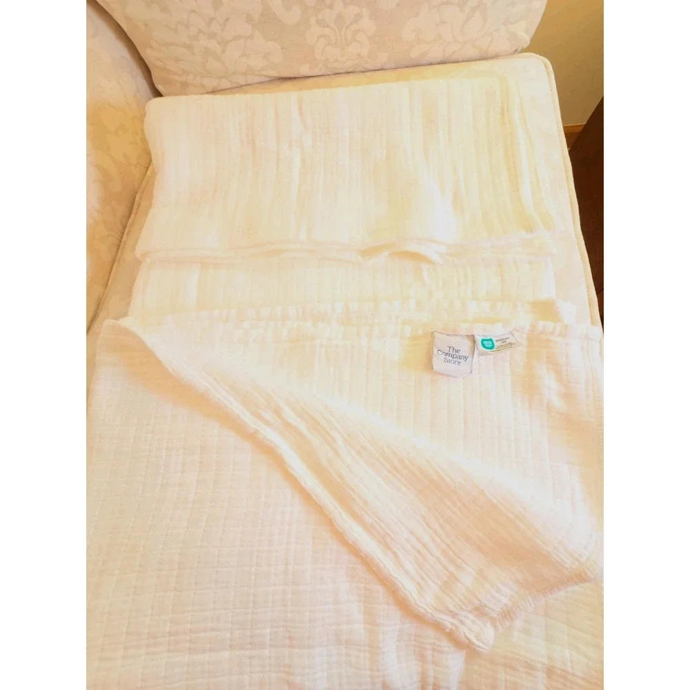 The Company Store Gossamer 100% Cotton Gauzy Light Blanket White Twin NEW! $149